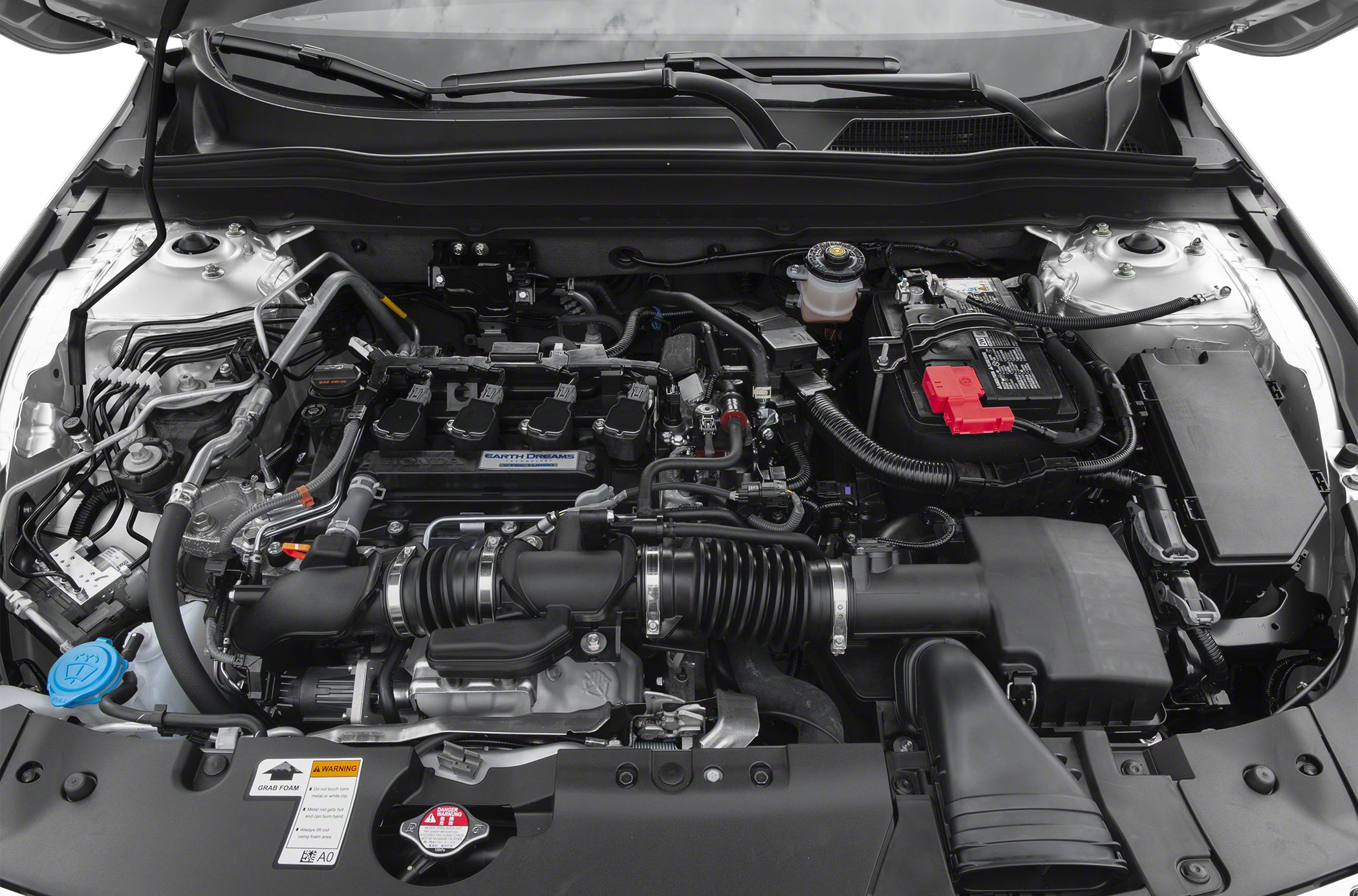 Detailed engine bay with visible air intake and battery components