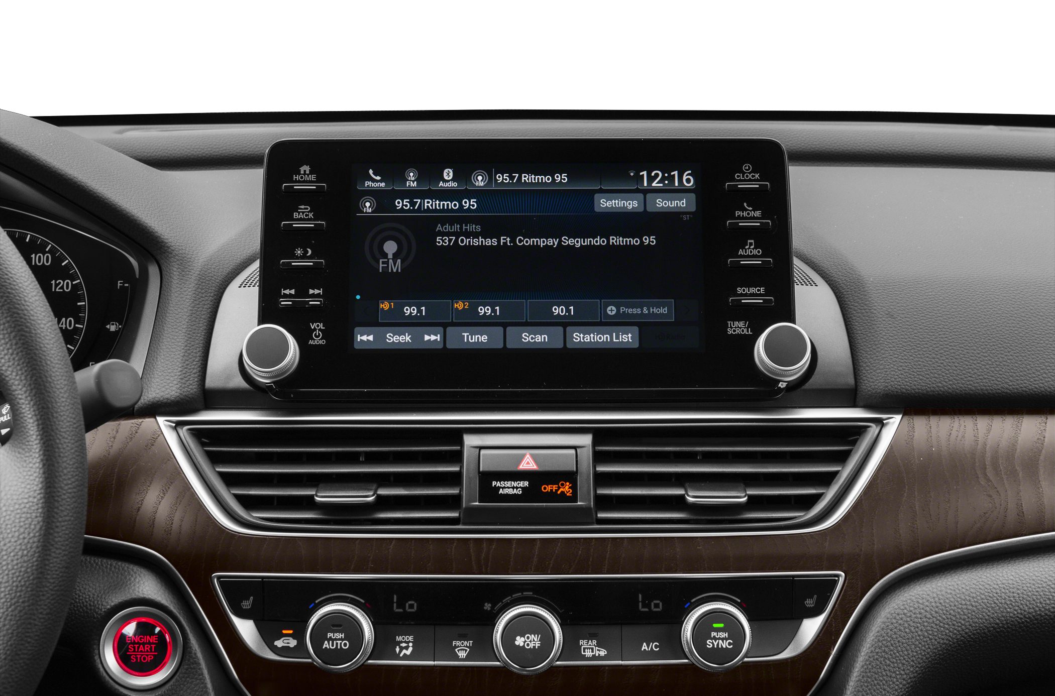 Dashboard with touchscreen infotainment and climate controls