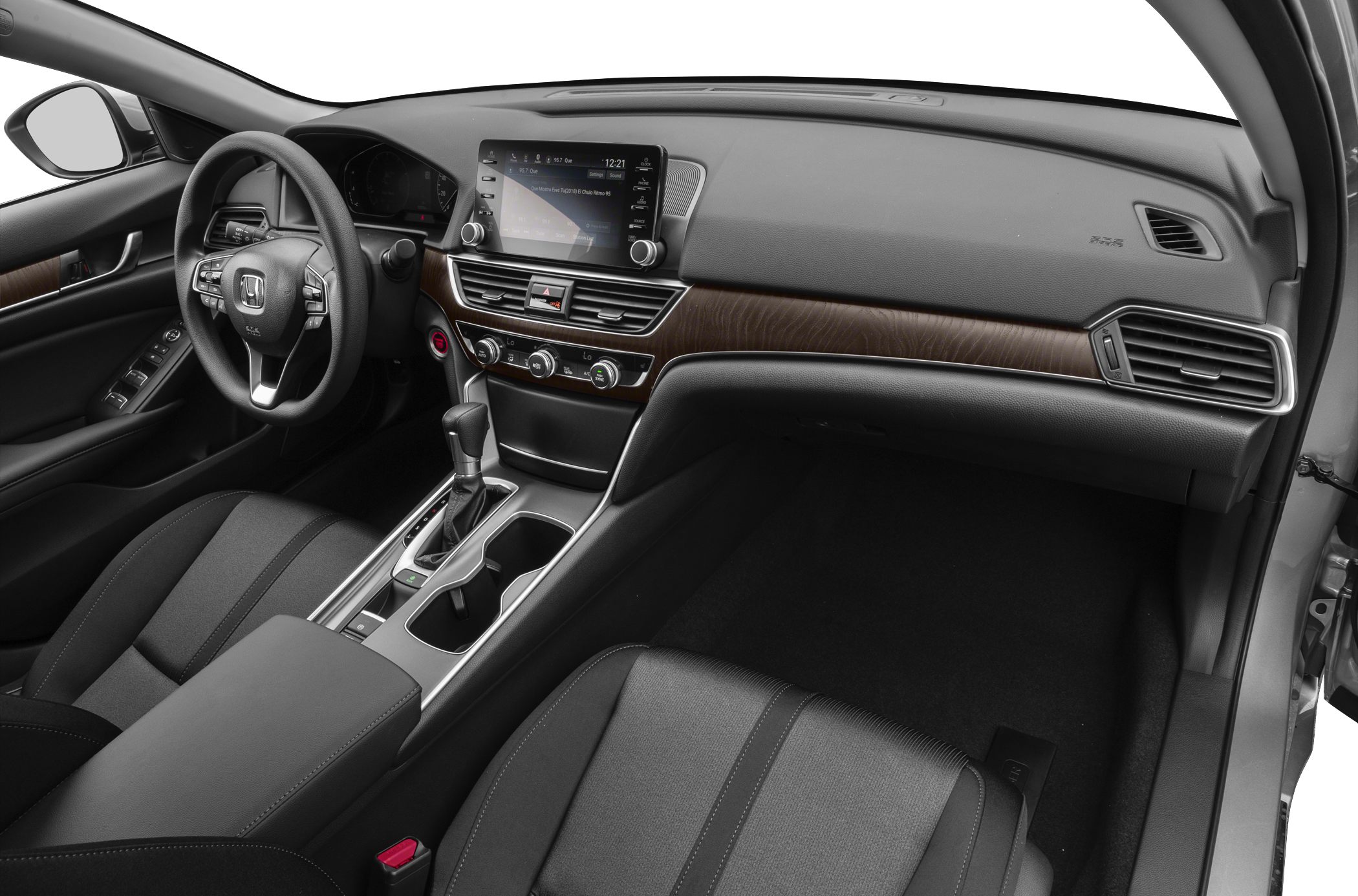 Modern car interior with touchscreen and center console