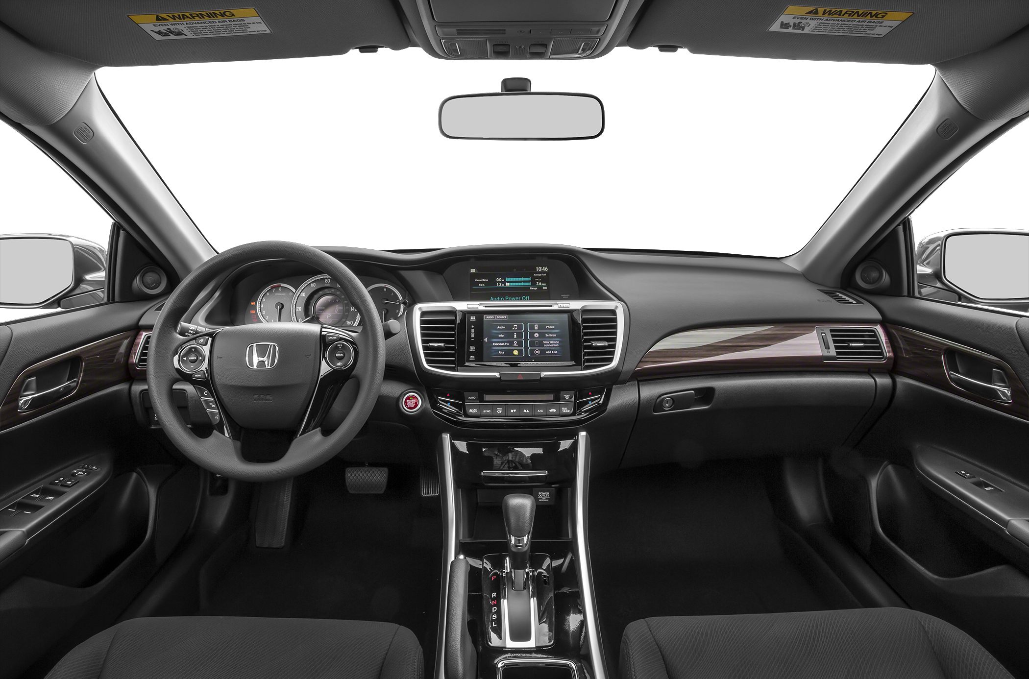 Dashboard with infotainment screen and multifunction steering wheel