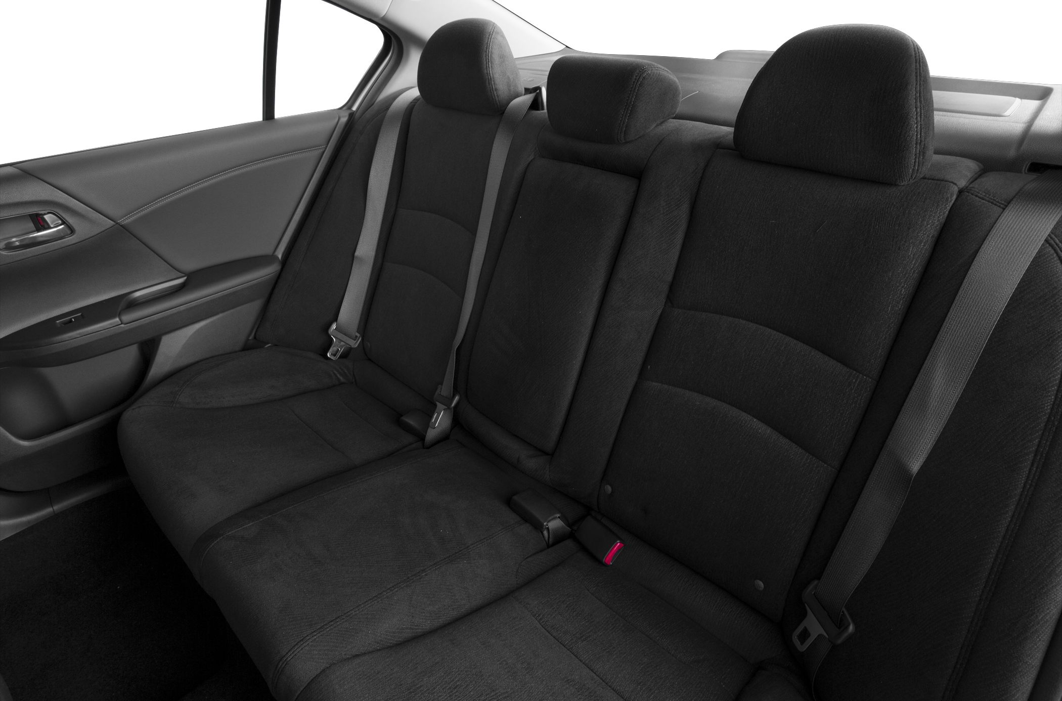 Black rear seat with three headrests and seat belts