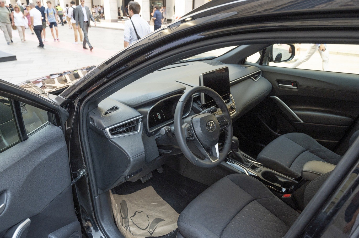 Modern SUV interior with digital instrument cluster and touchscreen display