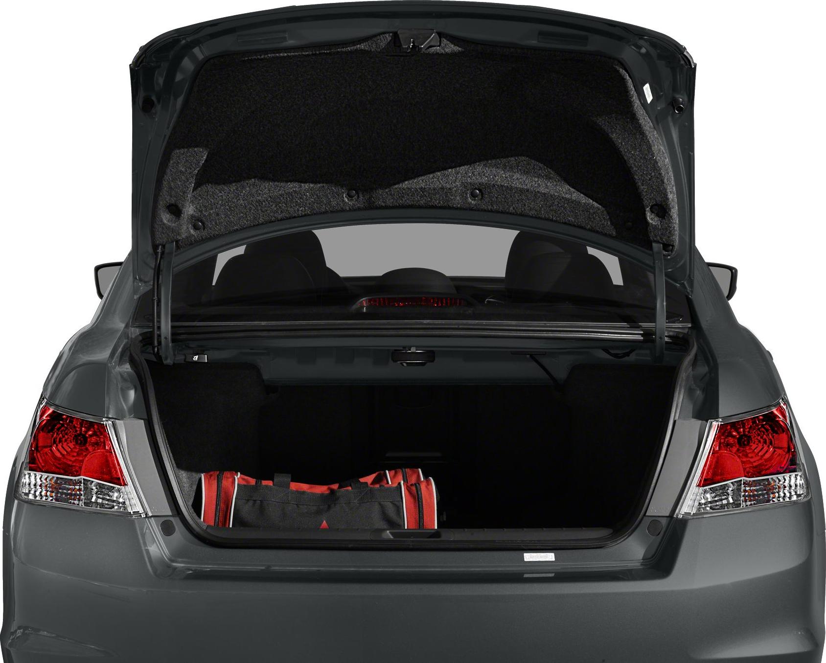 Open rear trunk with spacious cargo area and visible tail lights