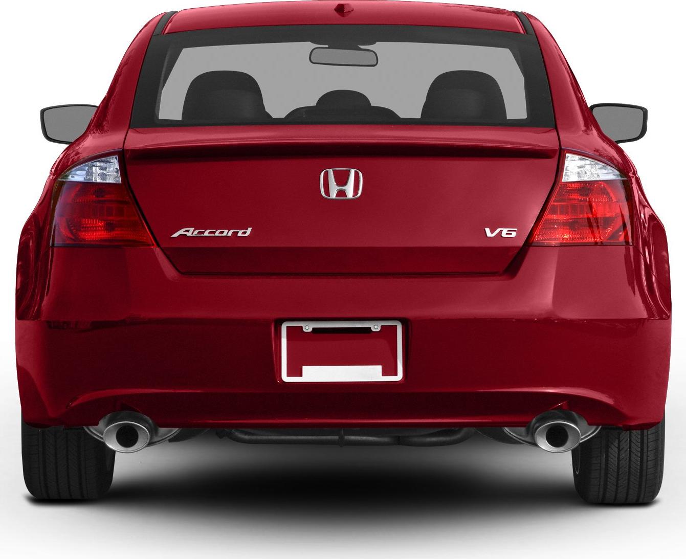 Rear view focusing on tail lights and dual exhaust pipes
