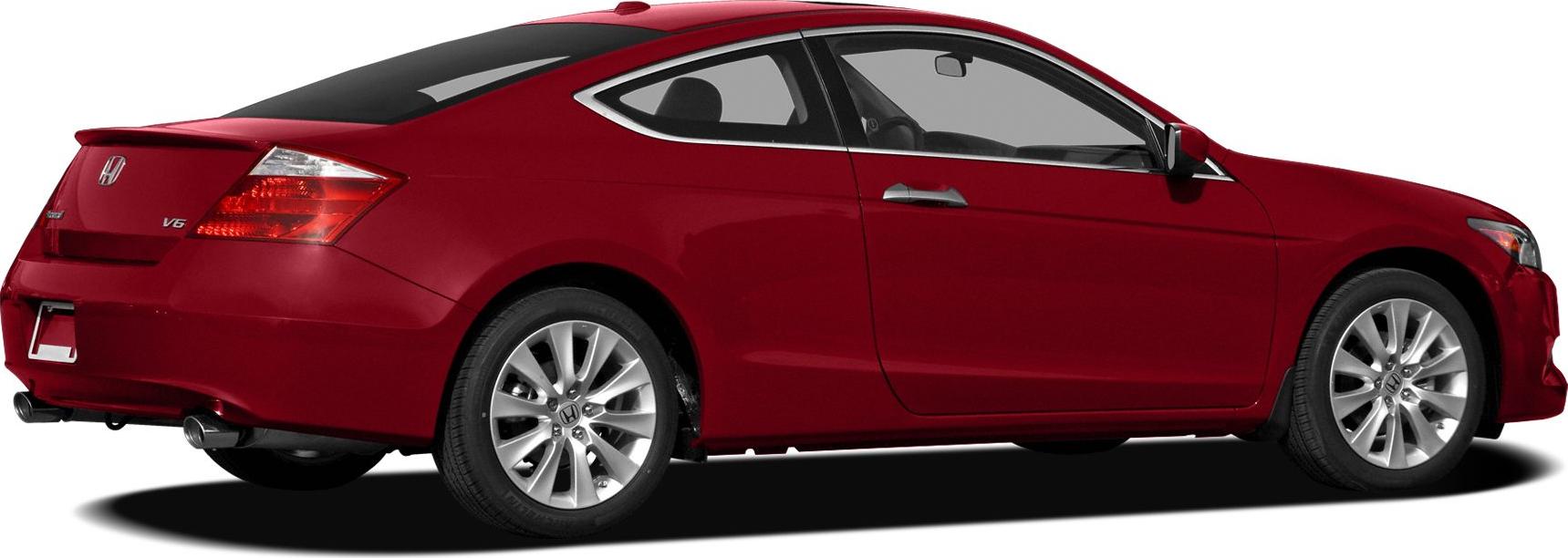 Red two-door coupe showcasing rear side profile with V6 badge and alloy wheels