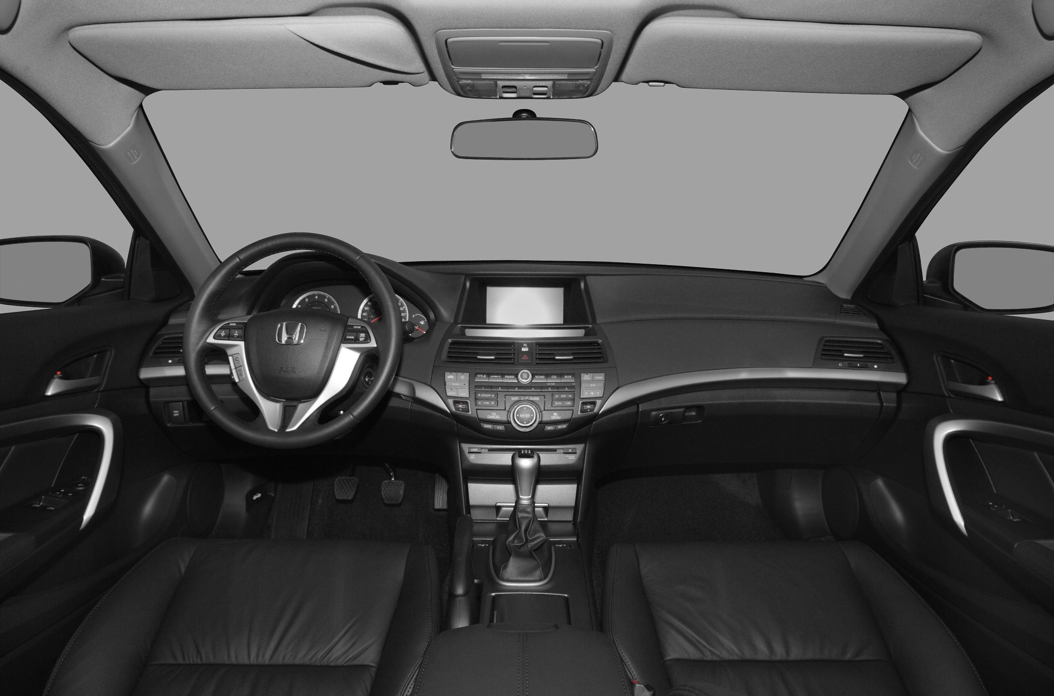 Dashboard and multifunction steering wheel in car interior