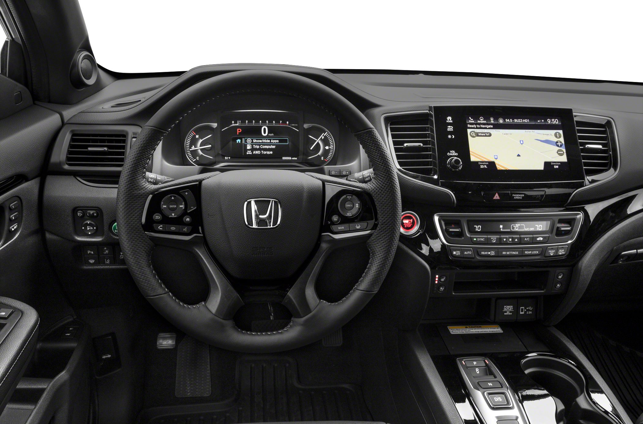 Digital dashboard and infotainment touchscreen in car interior