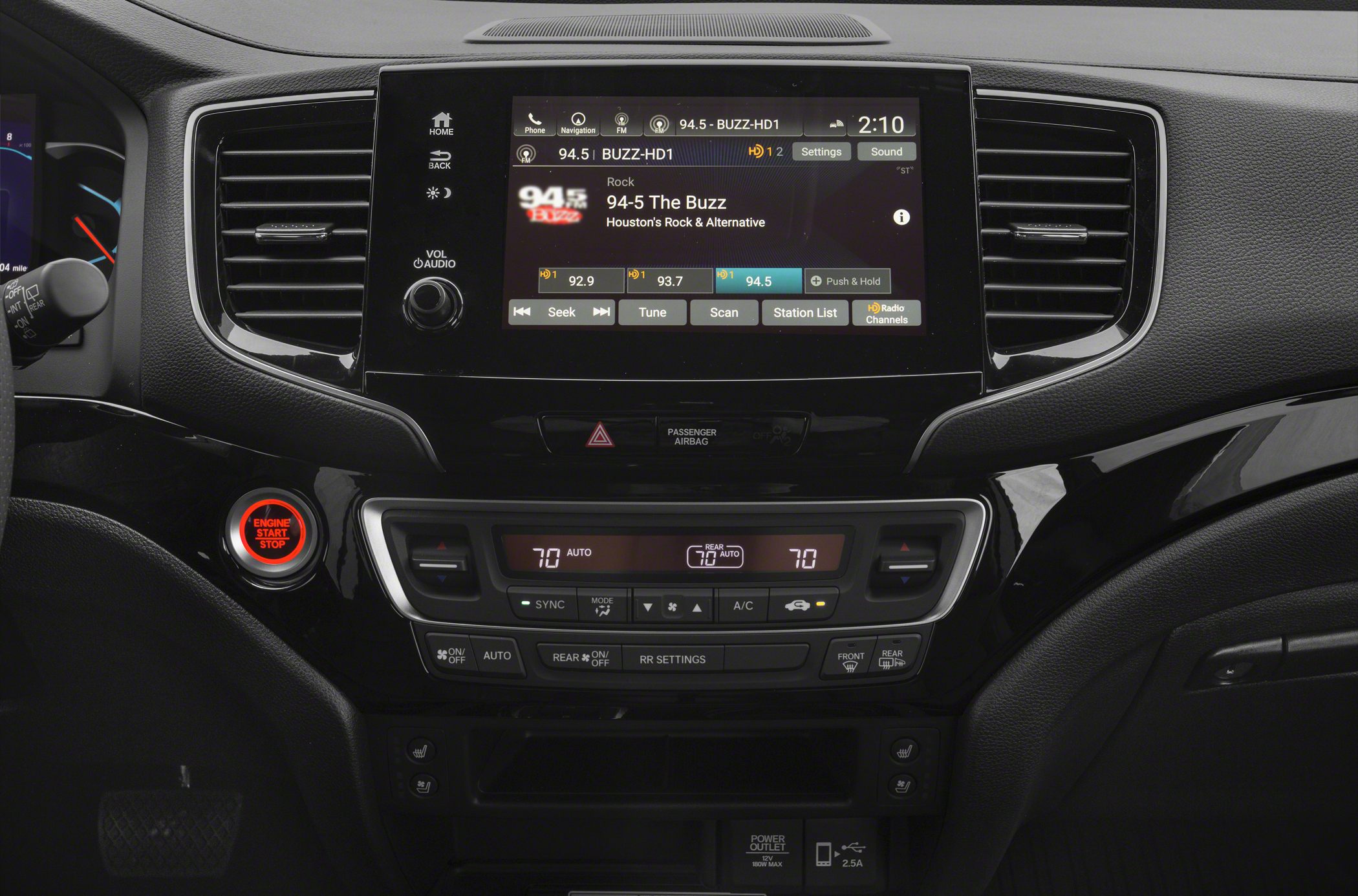 Touchscreen infotainment and dual-zone climate control dashboard
