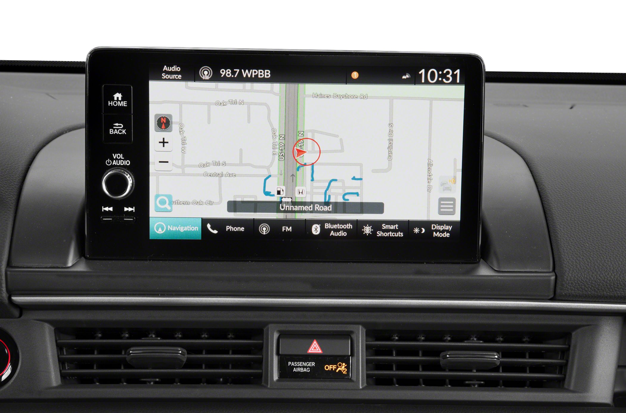 Touchscreen infotainment system with navigation and multimedia controls