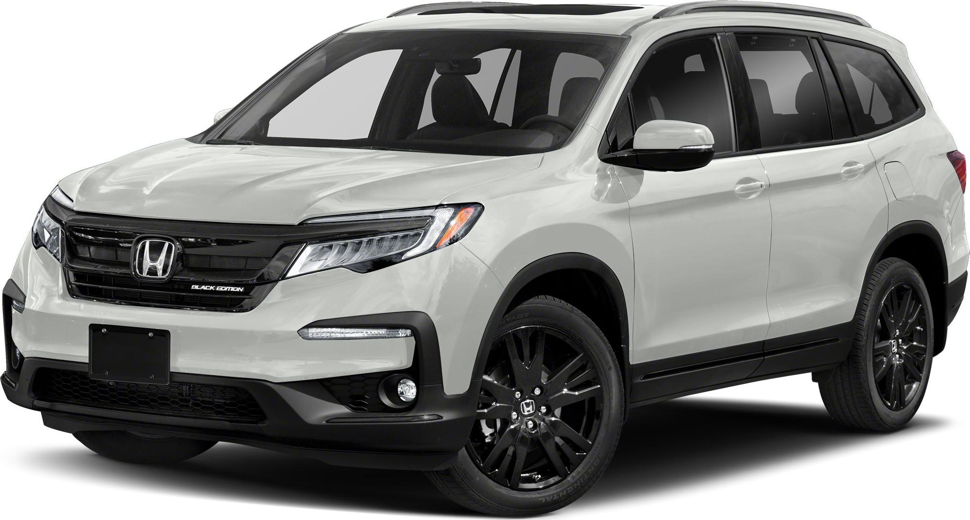 Front side view of SUV with LED headlights and black rims