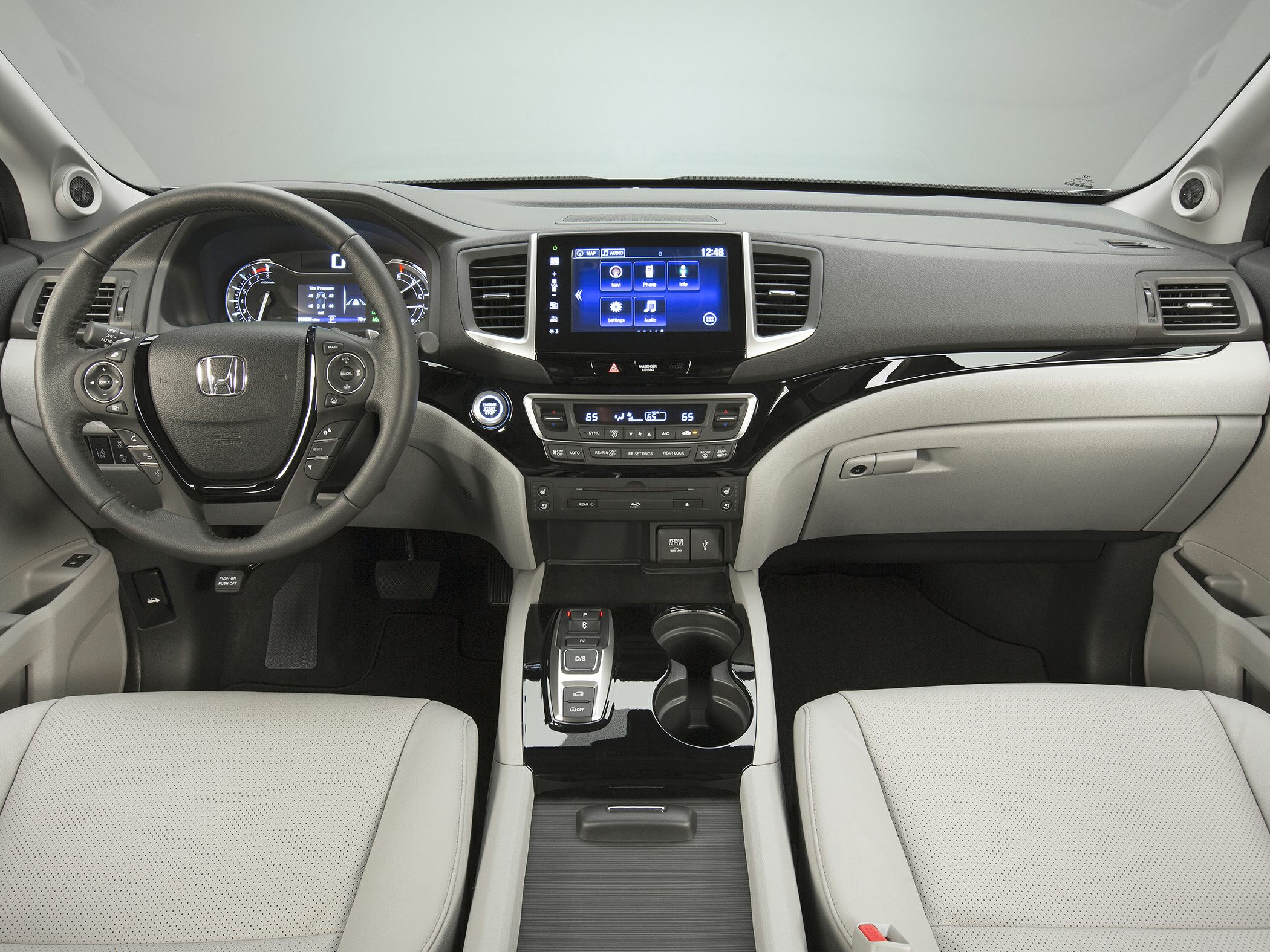 Modern dashboard with touchscreen and ergonomic controls