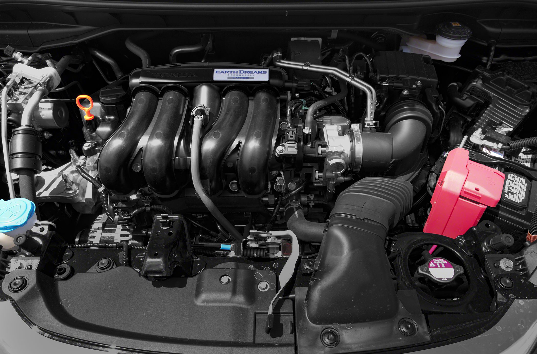 Modern engine bay featuring Earth Dreams Technology intake manifold and components