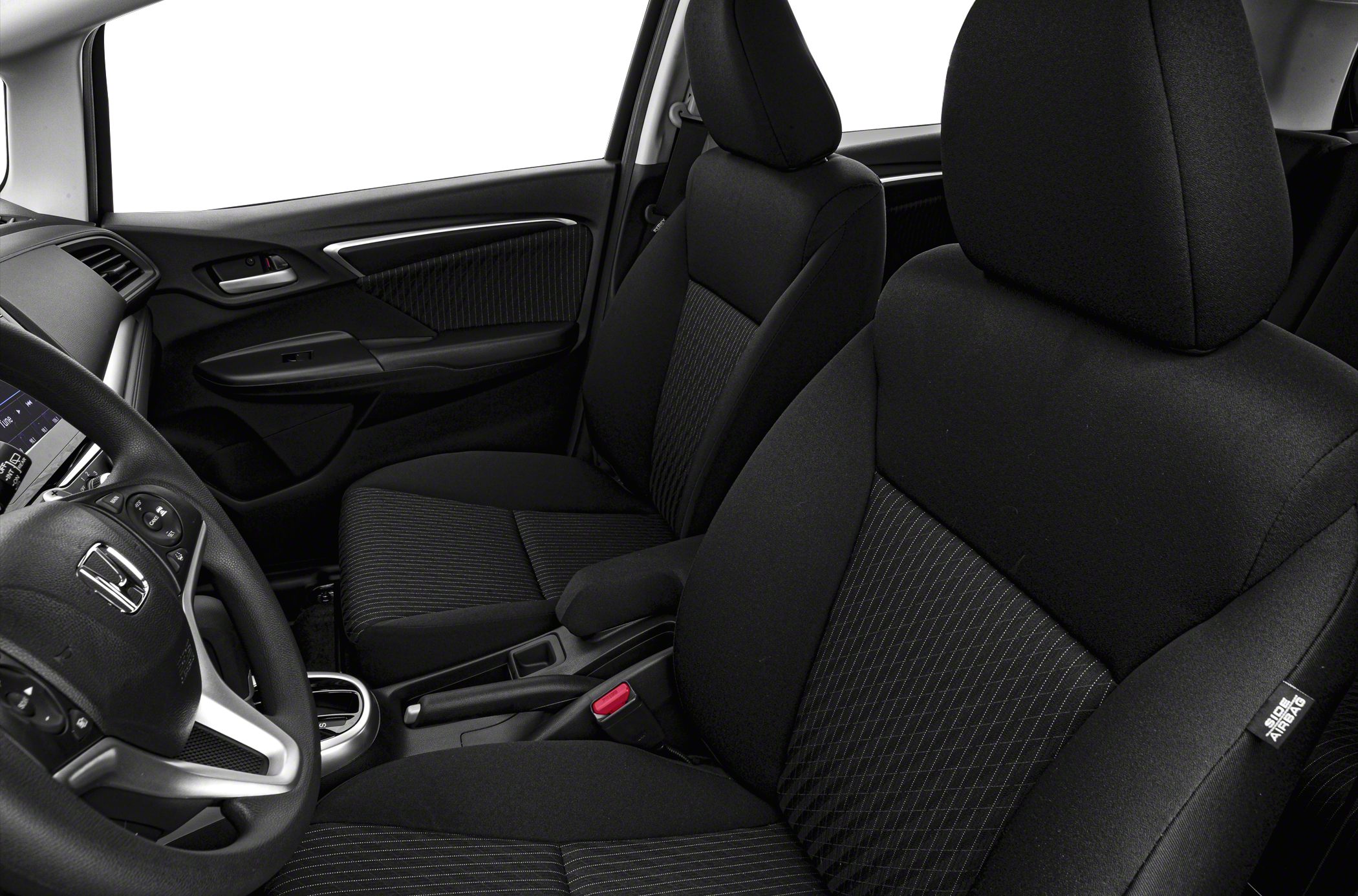 Front seats and door panel with detailed upholstery and design