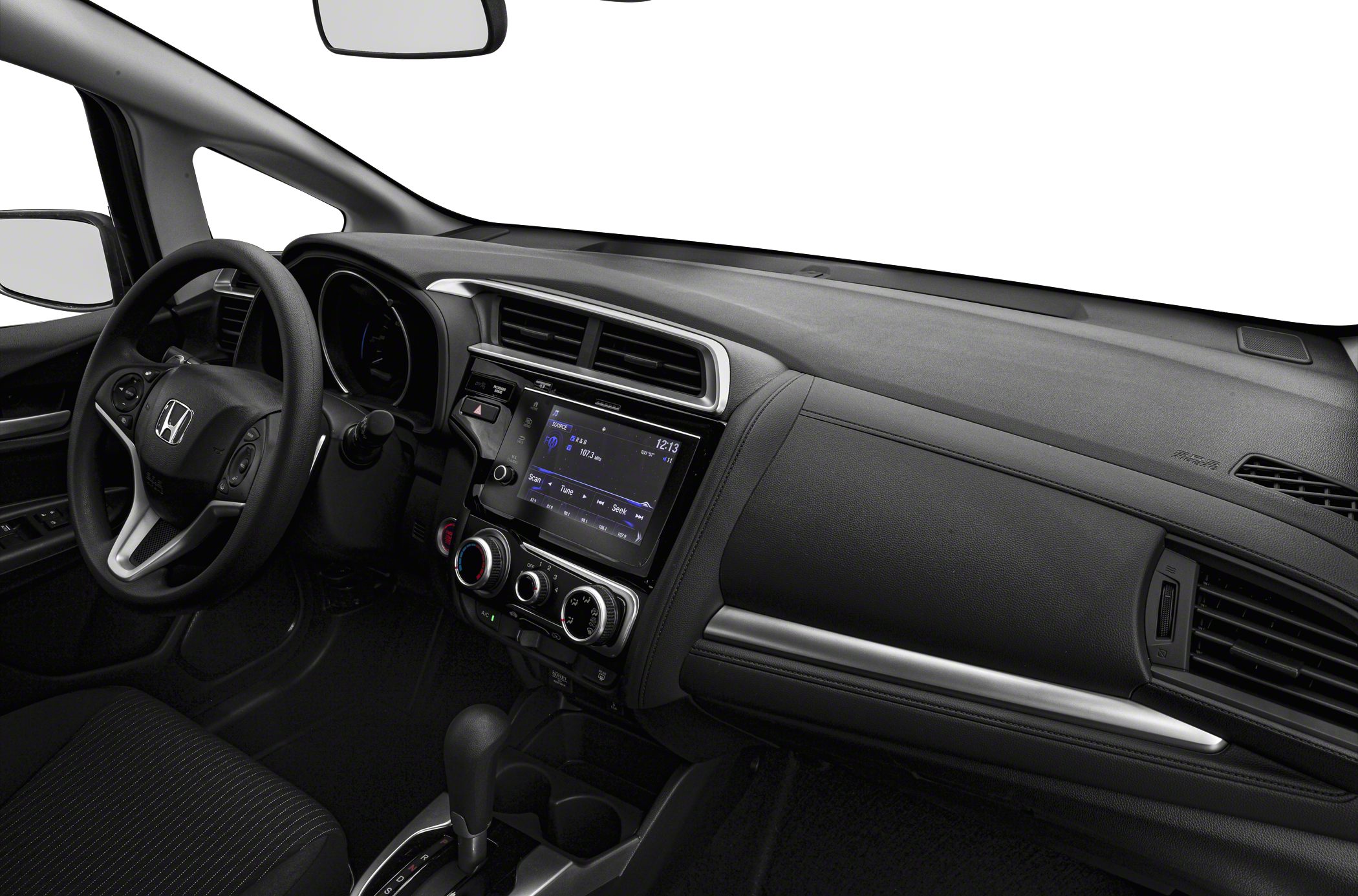 Modern dashboard and multifunction steering wheel with infotainment screen