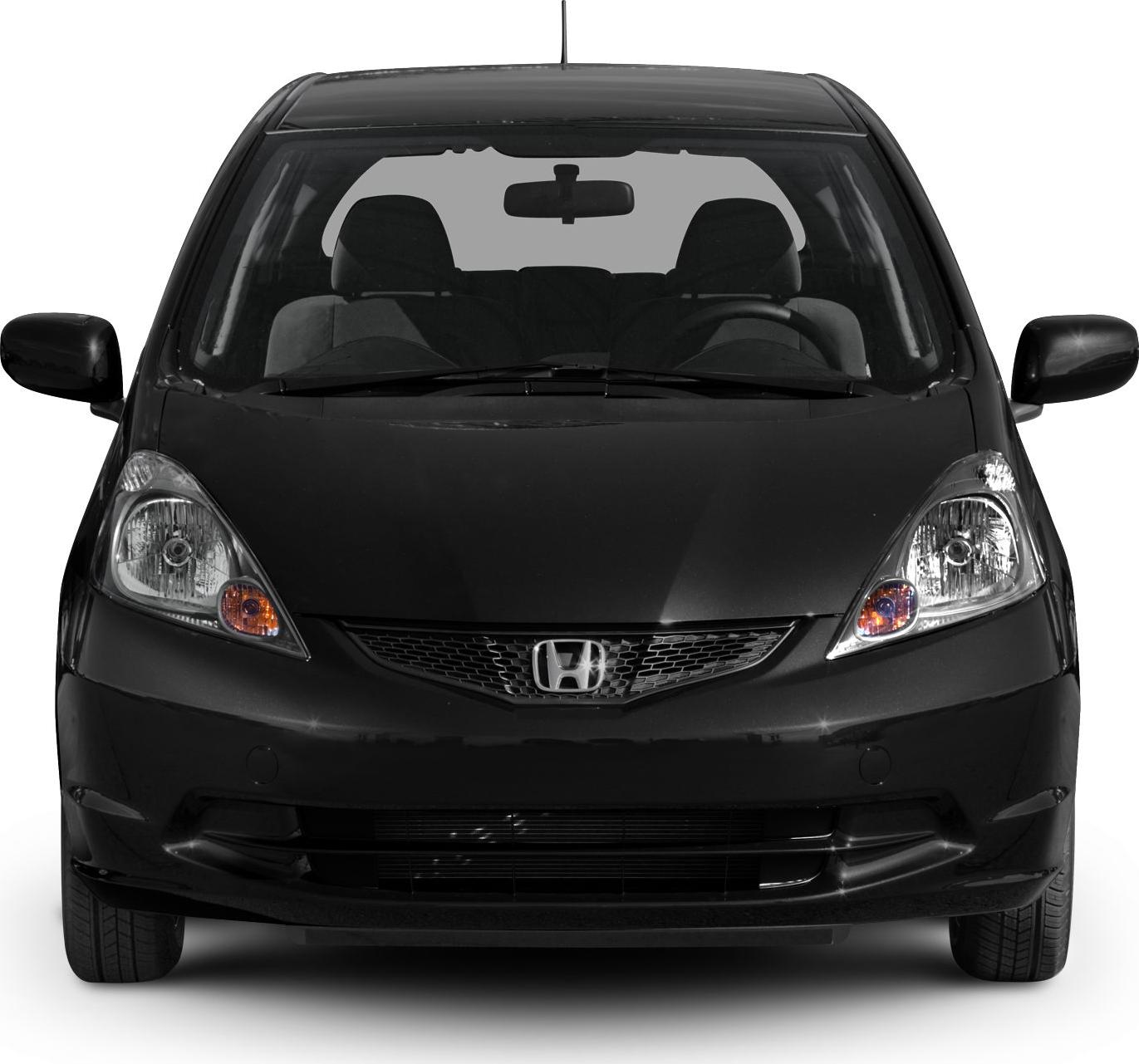 Compact hatchback front view with distinctive headlights and grille