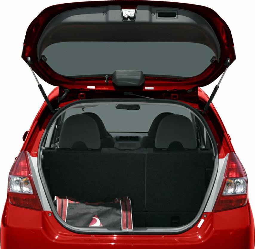 Open hatchback trunk with visible rear seats and cargo area