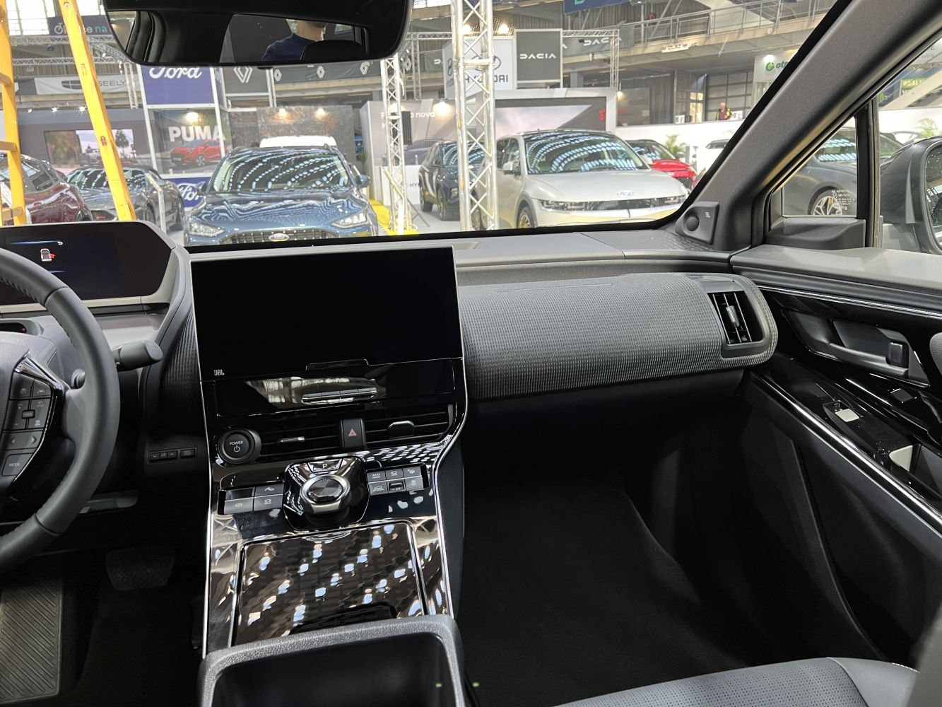 Dashboard and center console with touchscreen and controls
