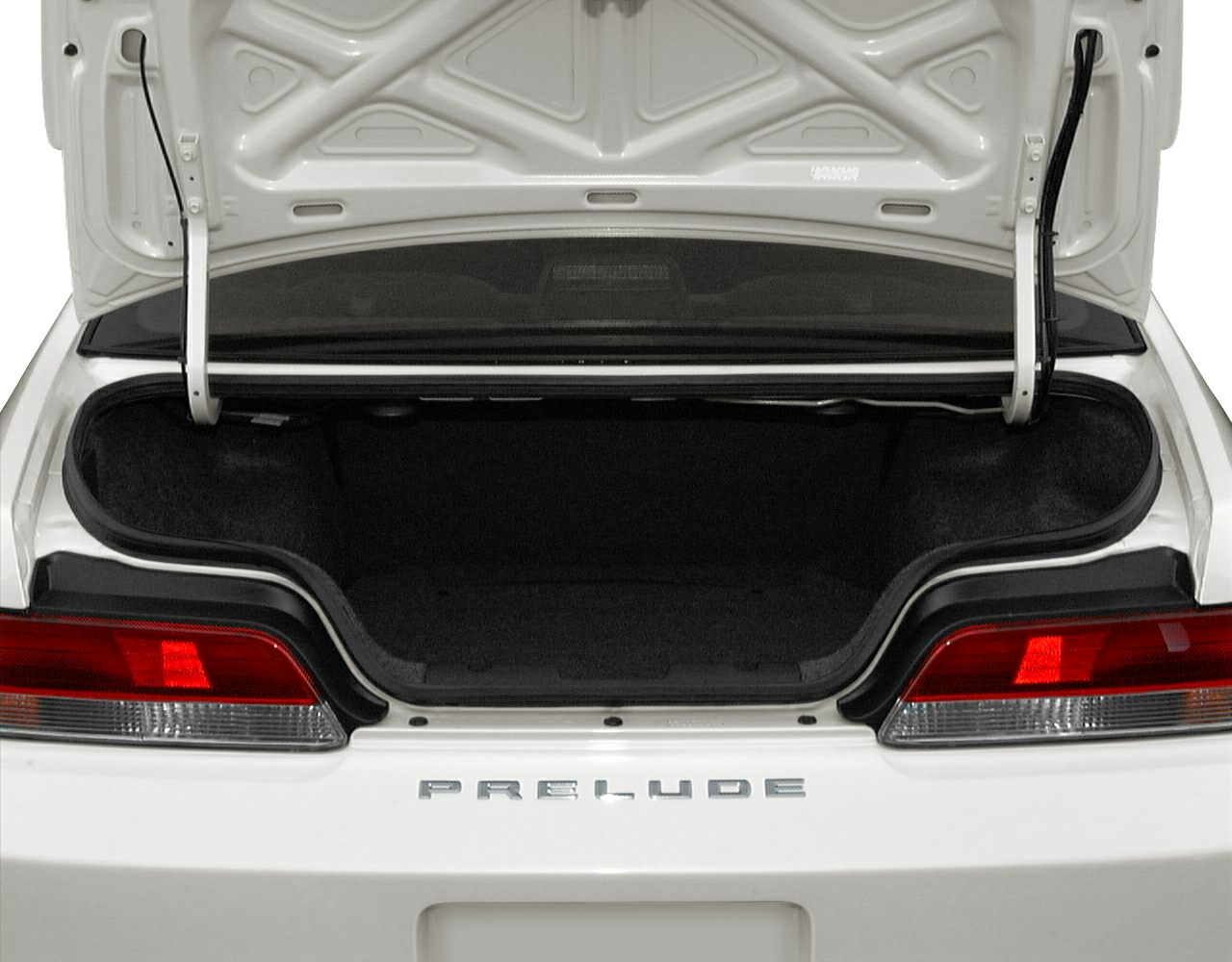 Open car trunk with interior lining and rear tail lights