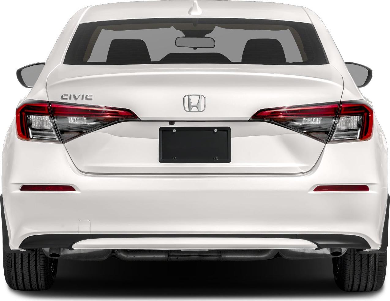 Rear view with sharp tail lights and distinct trunk design