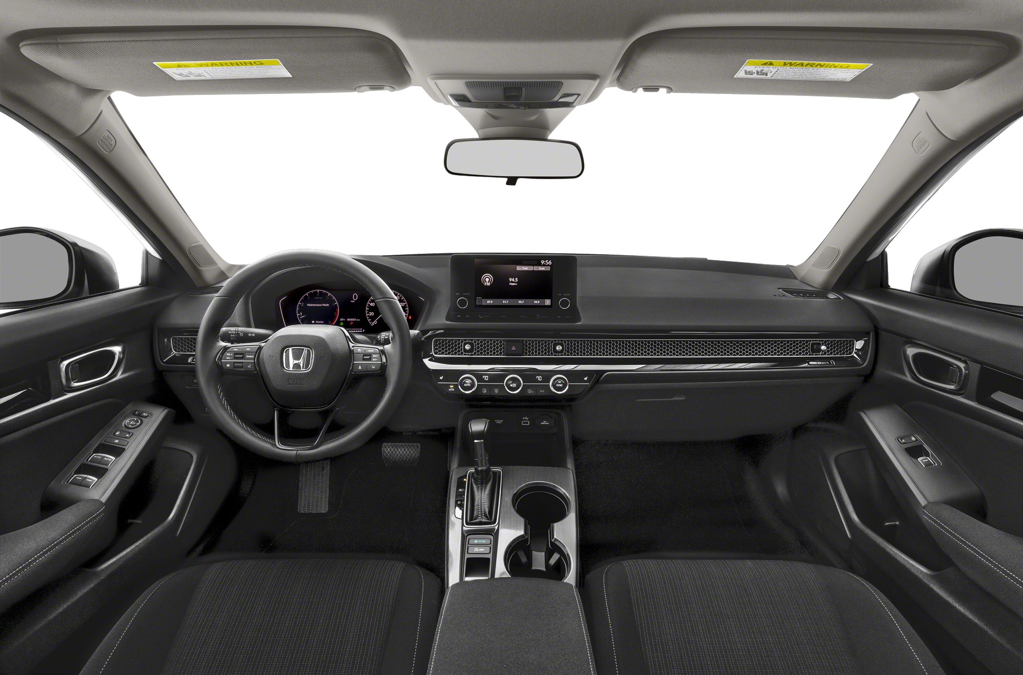 Modern car interior with digital dashboard and infotainment screen