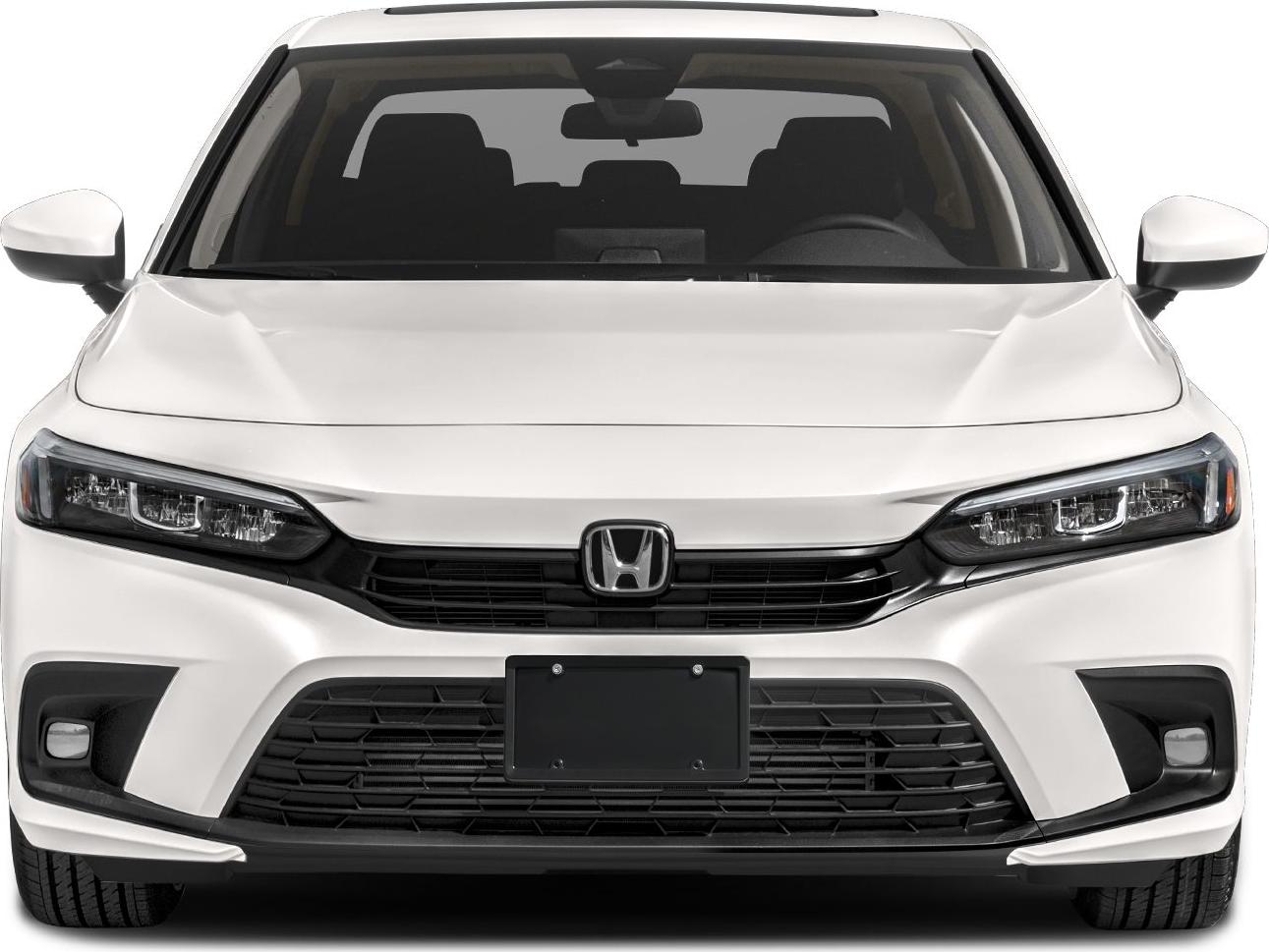 Sleek headlights and aerodynamic grille of a modern sedan front.