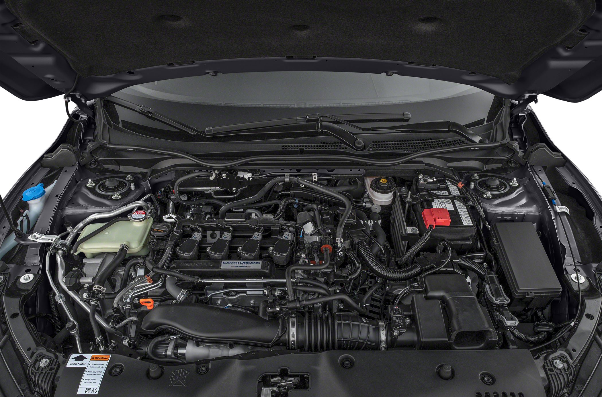Detailed engine bay with wiring, intake, and battery view