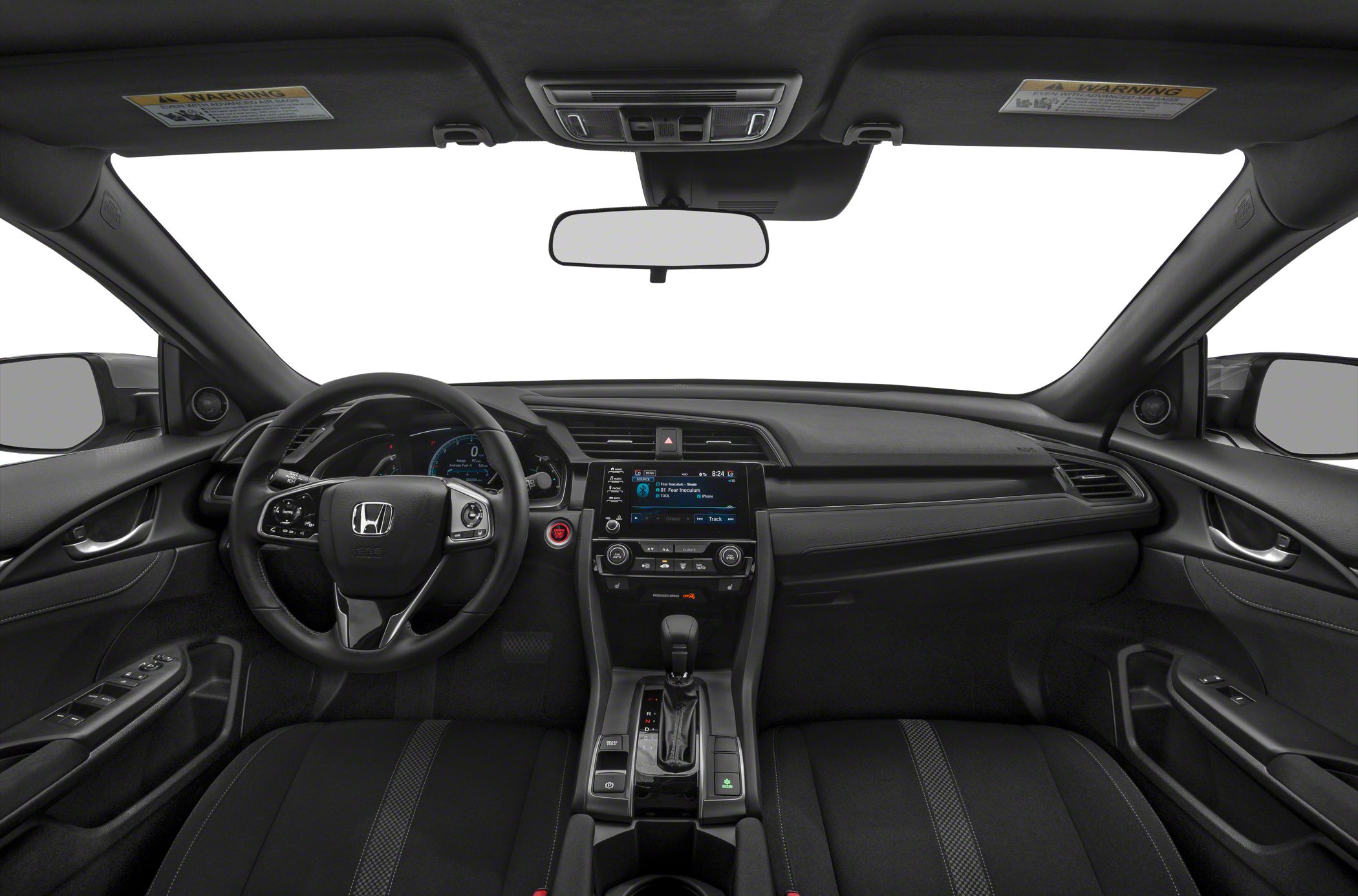 Dashboard, steering wheel, center console with infotainment system