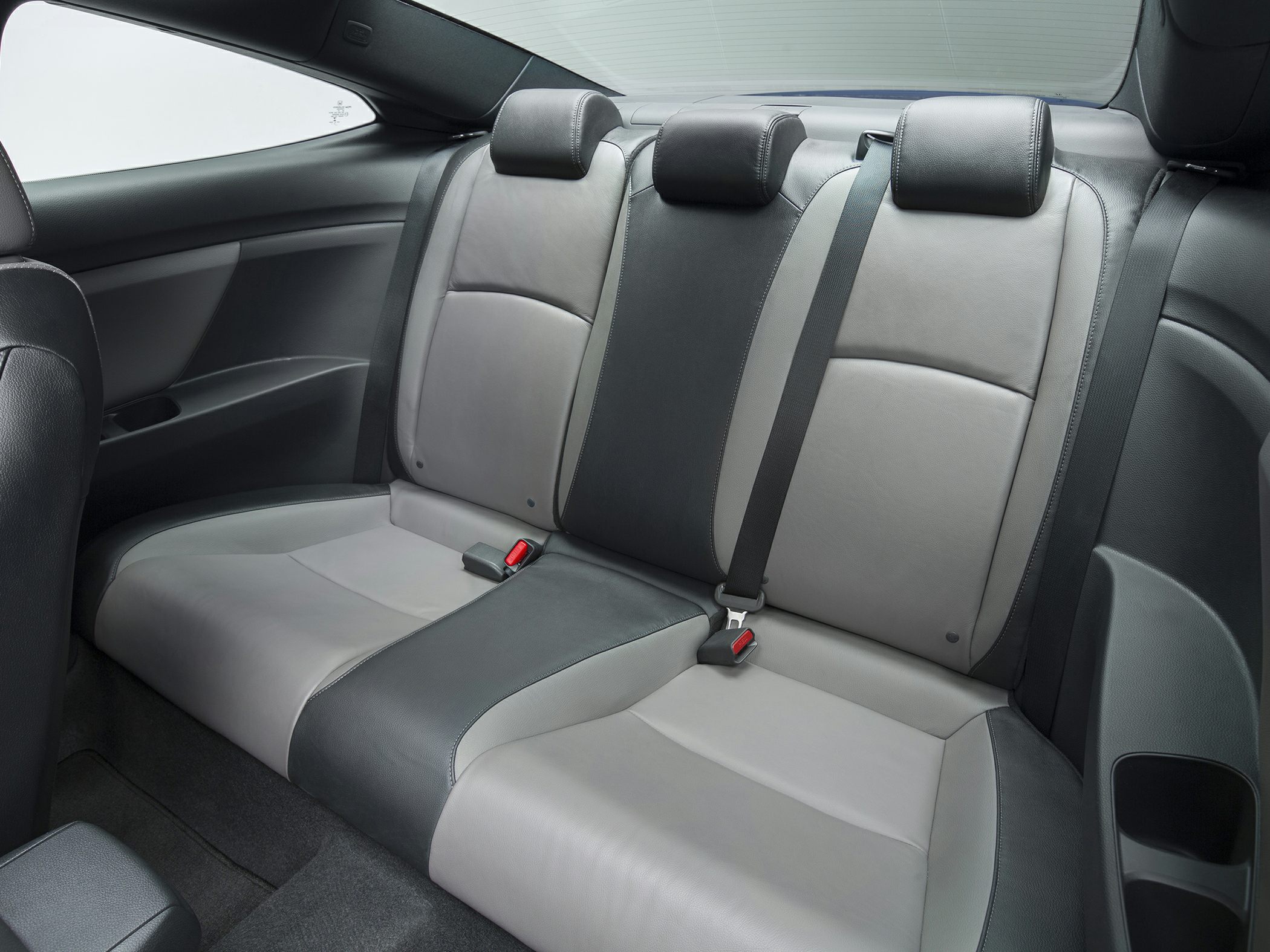Dual-tone leather rear seats with headrests and seatbelts