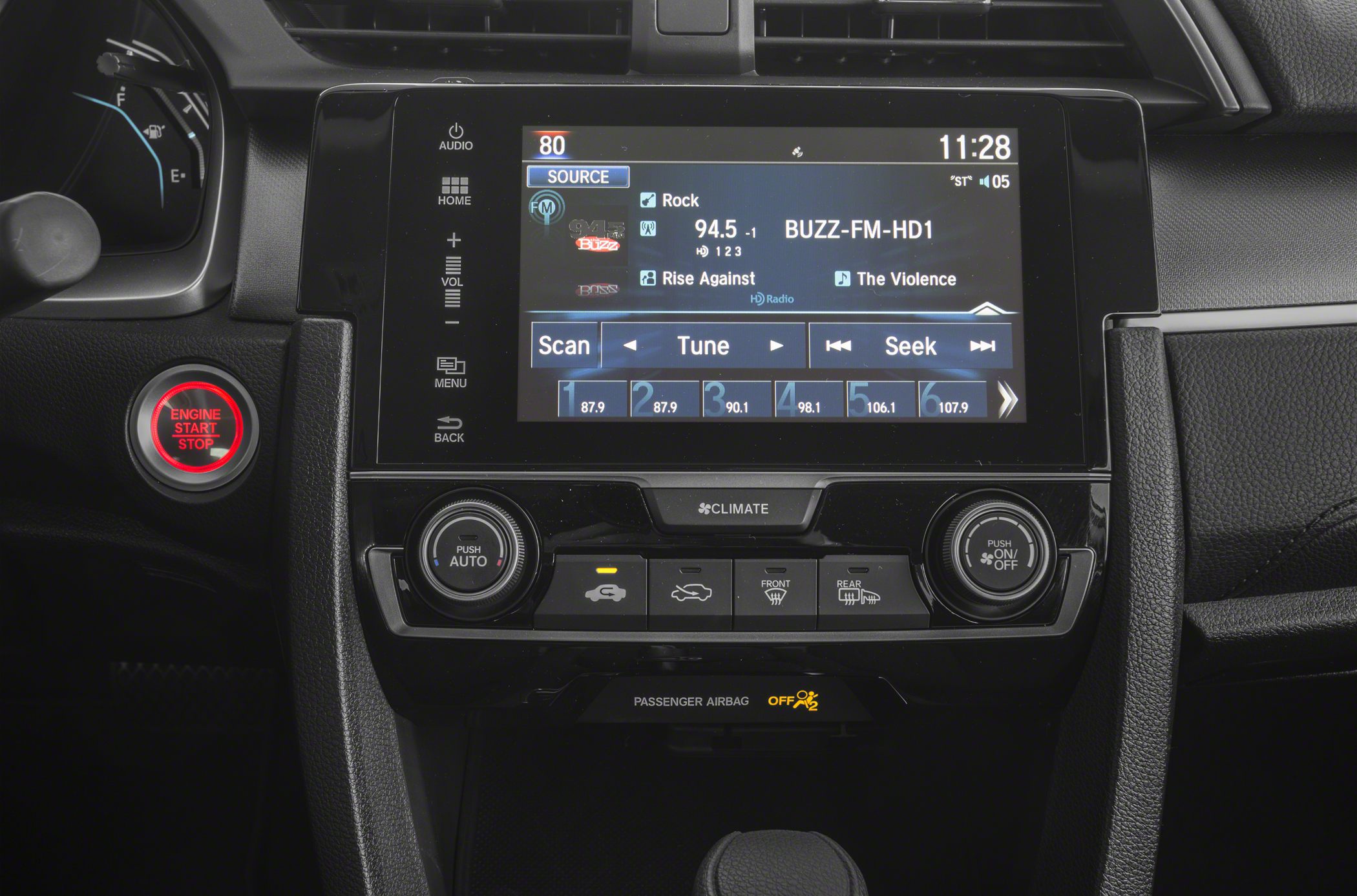 Touchscreen infotainment, push-button start, and climate control system