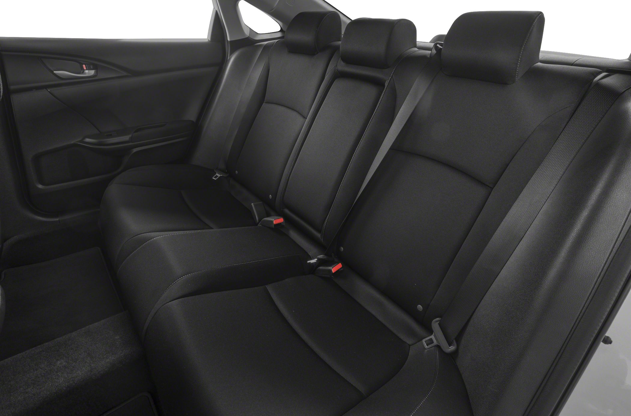 Black rear seats with headrests and seat belts