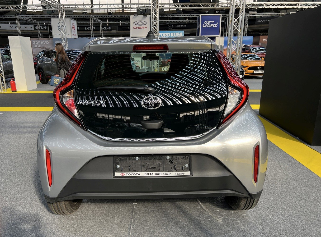 Rear hatch and angular taillights of a compact hatchback