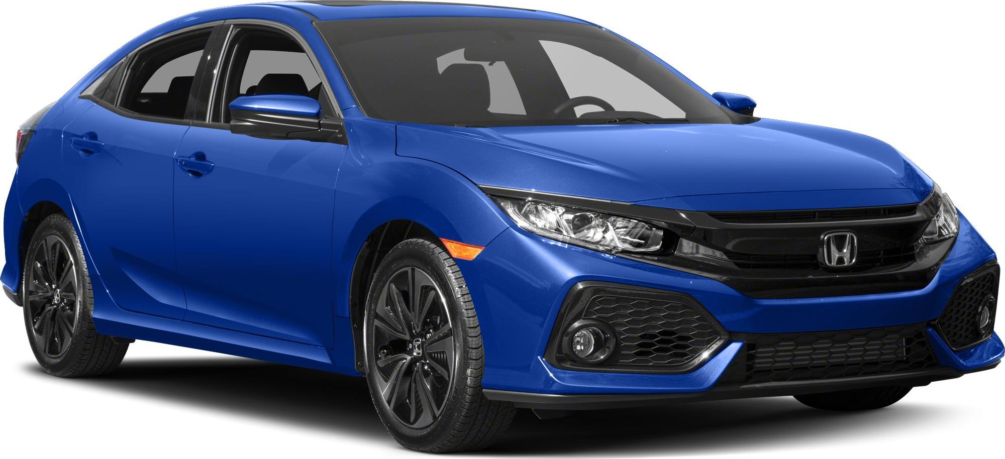 Blue hatchback with sleek headlights and black honeycomb grille