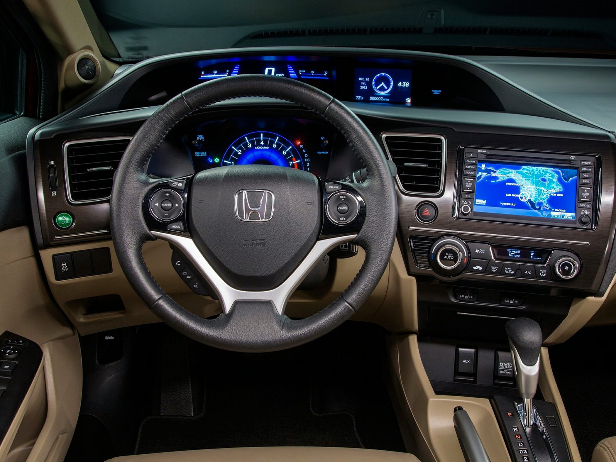 Digital dashboard, multifunction steering wheel, touchscreen navigation