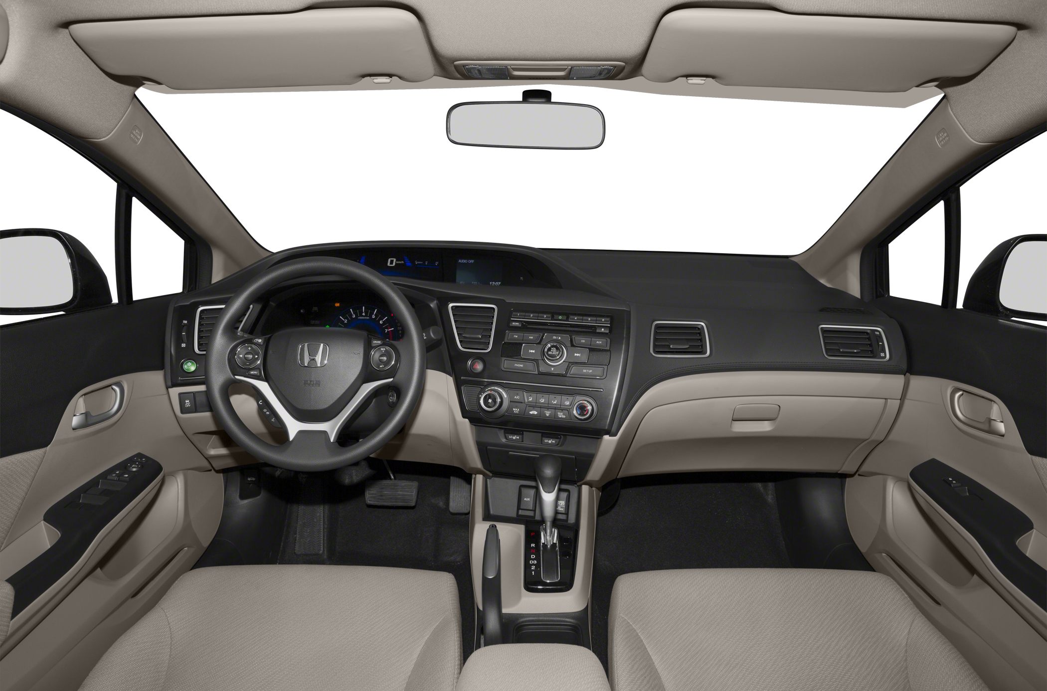 Dashboard, steering wheel, and center console interior design