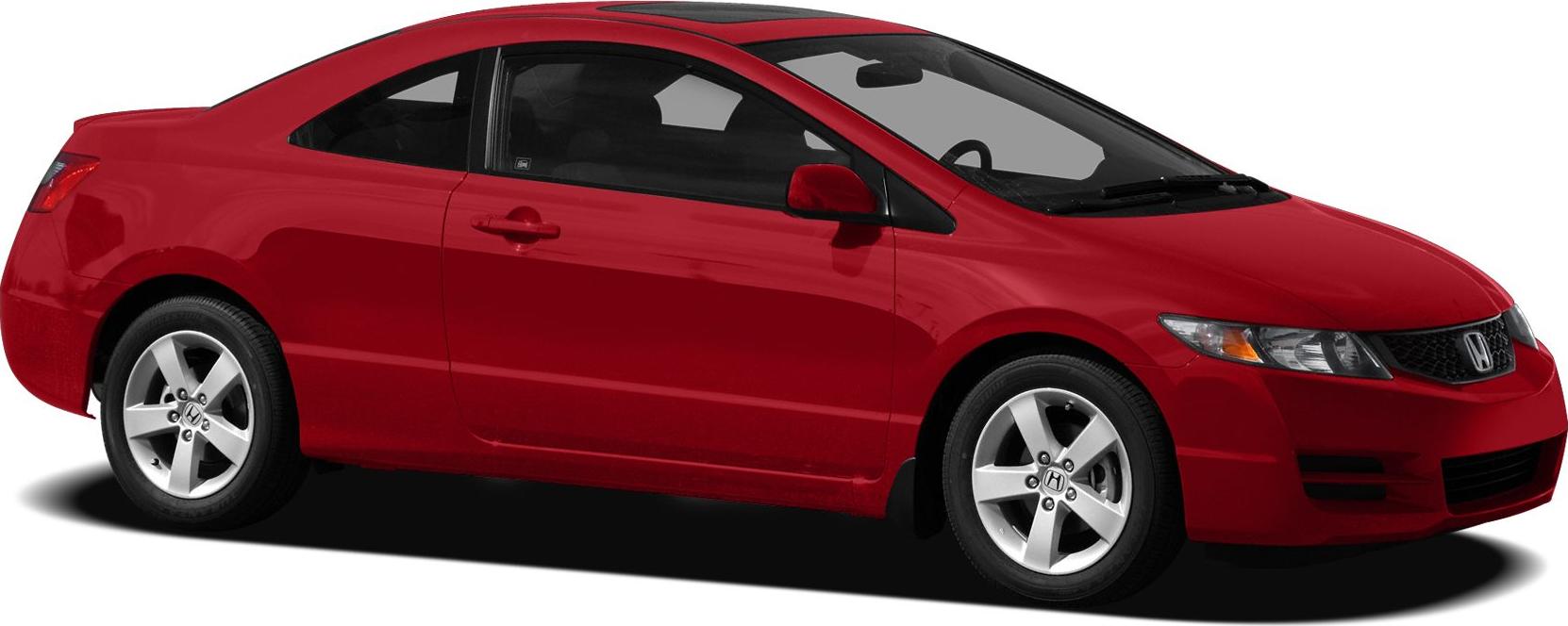 Red coupe side profile with alloy wheels and sleek body lines