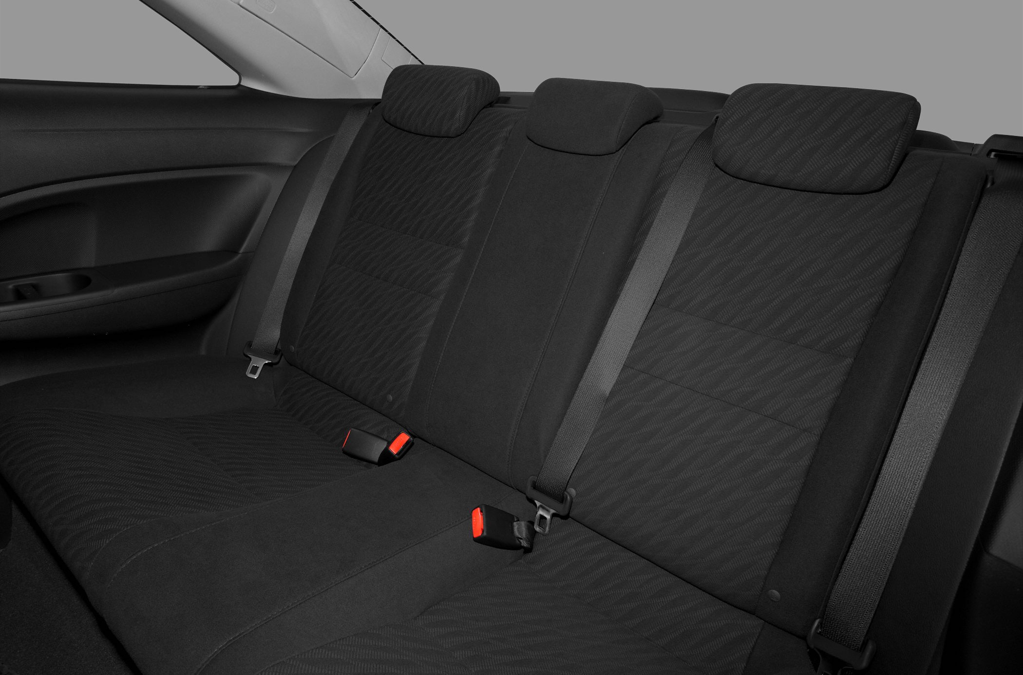 Rear fabric seats with headrests and seat belts
