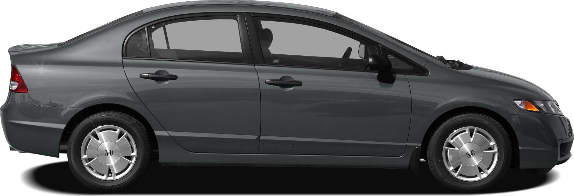 Side profile of a four-door sedan with streamlined body and hubcap wheels