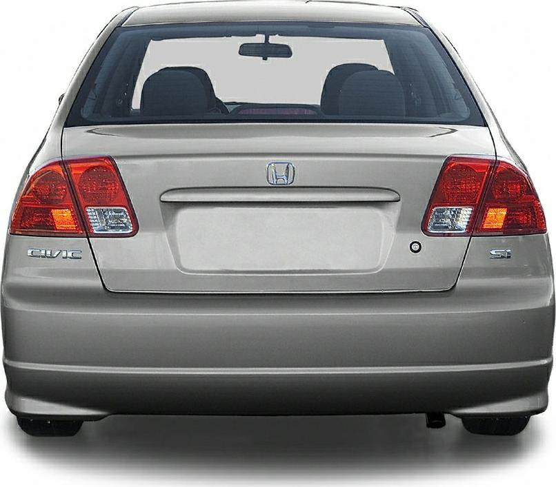 Rear view of car with distinct tail lights and trunk design