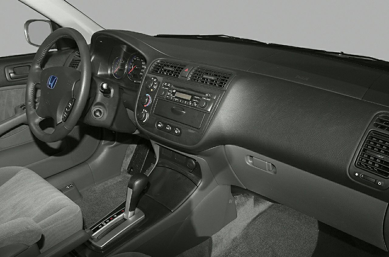Car interior dashboard and automatic transmission gear lever