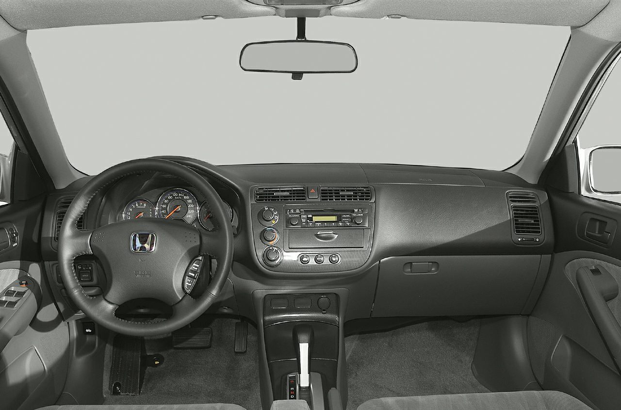 Dashboard and steering wheel with center console and controls