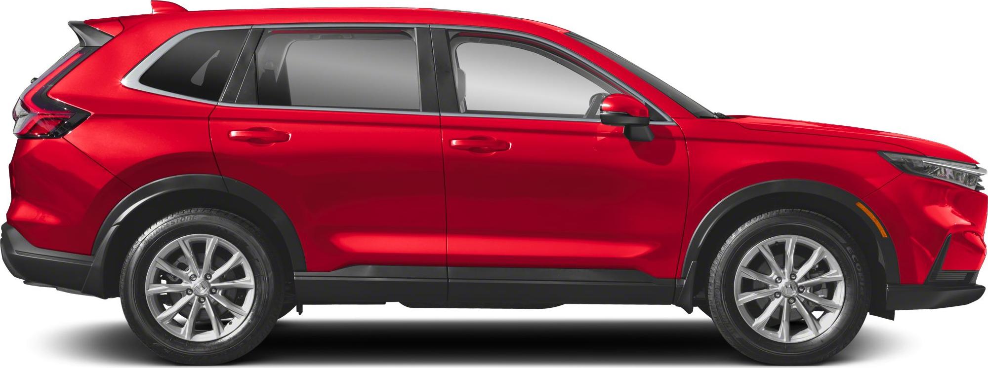 Red modern SUV side profile with tinted windows and alloy wheels