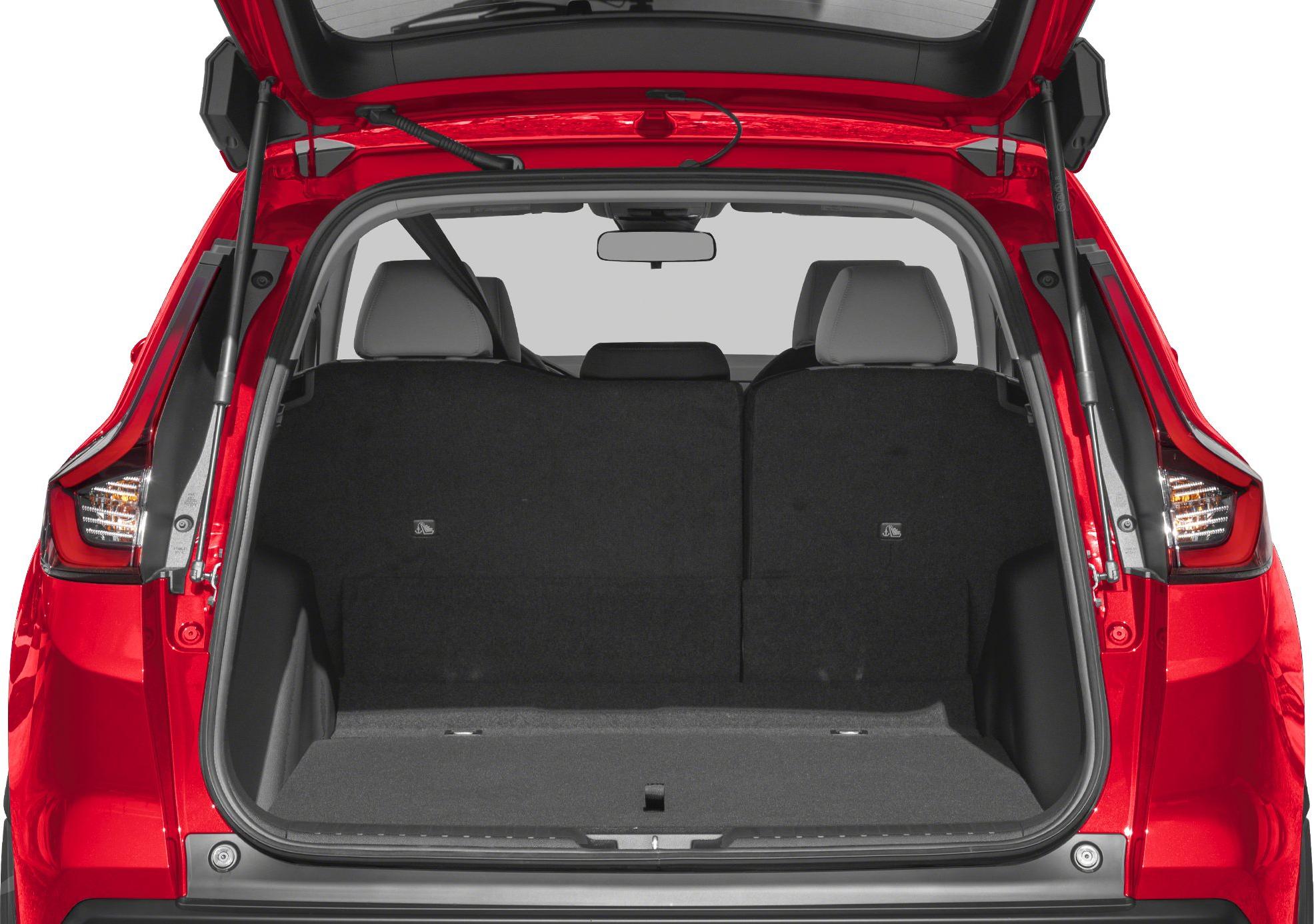 Open hatchback with spacious rear cargo area and folded rear seats.