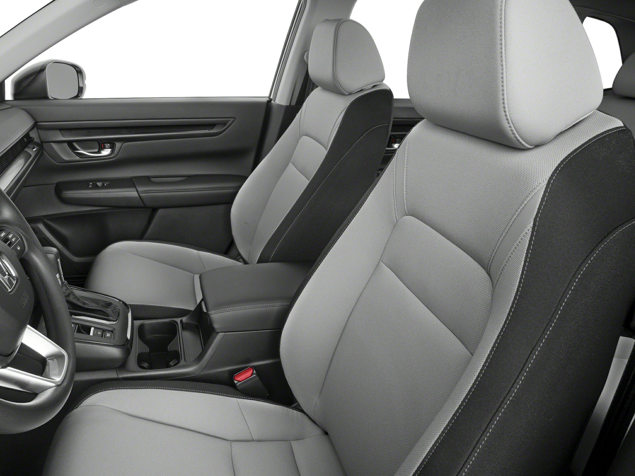 Dual-tone front seats and dashboard of a modern car interior