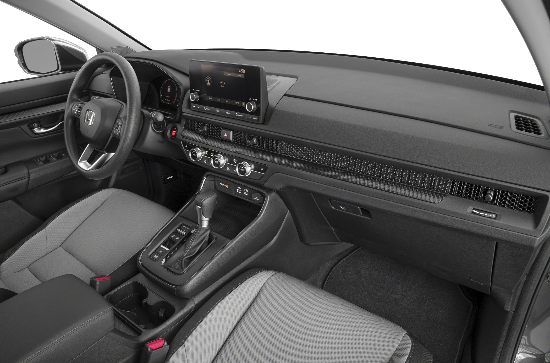 Digital touchscreen and automatic gear shift in modern SUV interior