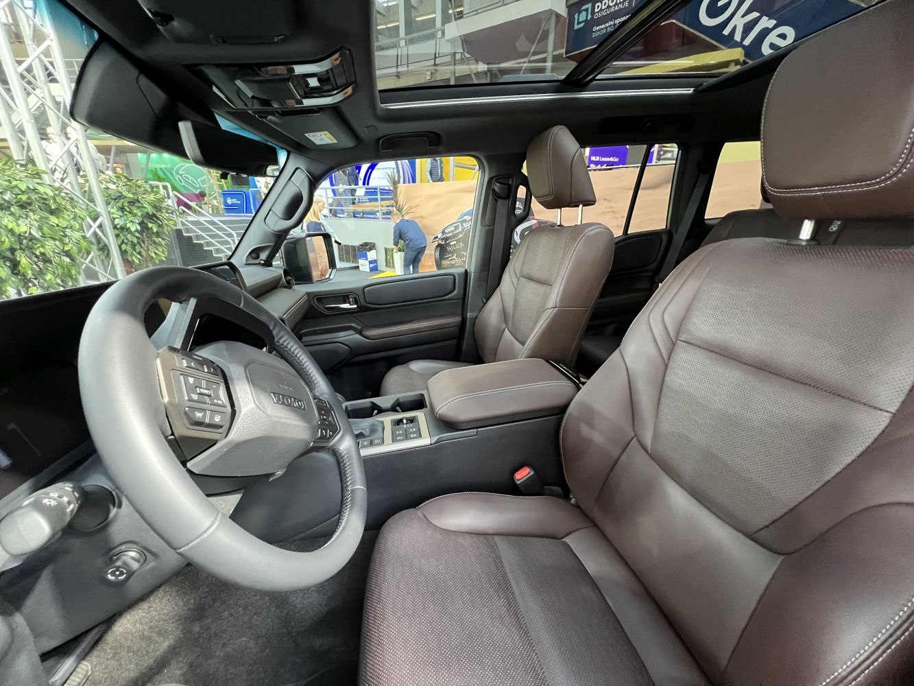 Luxury interior with leather seats and panoramic sunroof