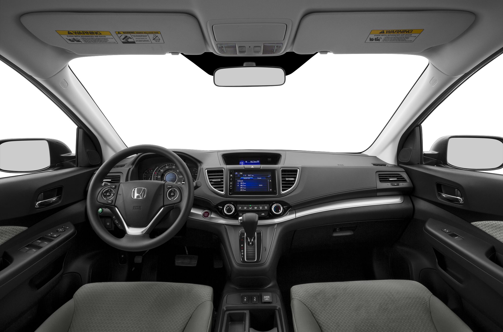 Dashboard with infotainment screen and multifunction steering wheel