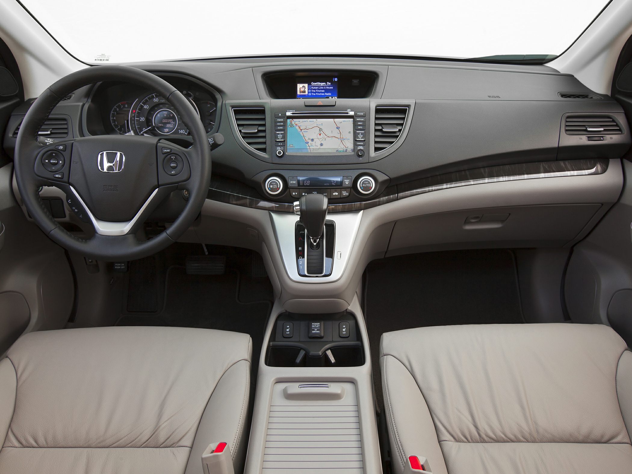 Dashboard, steering wheel, navigation system, and center console interior
