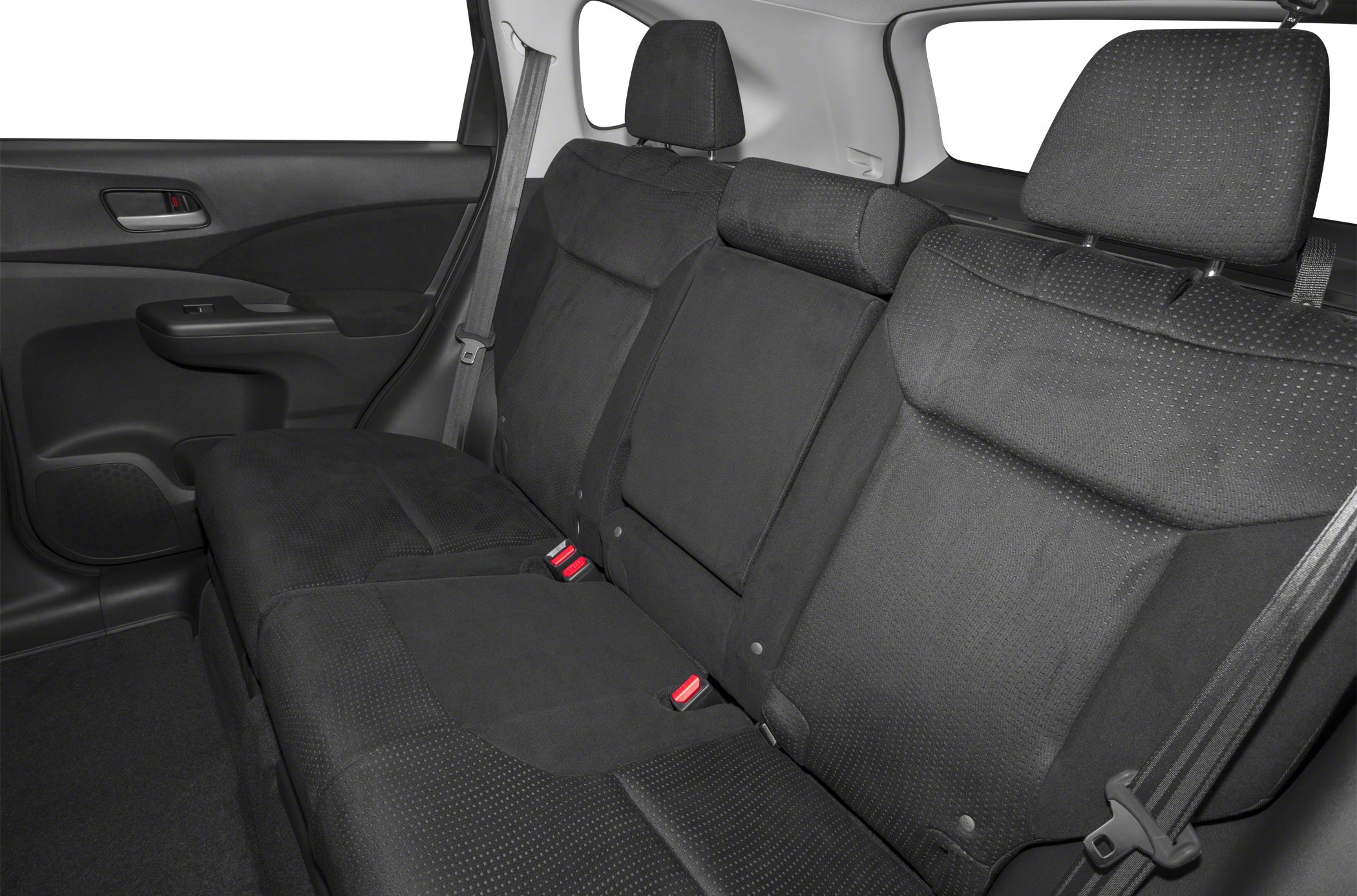 Spacious rear seat with integrated headrests and seat belts
