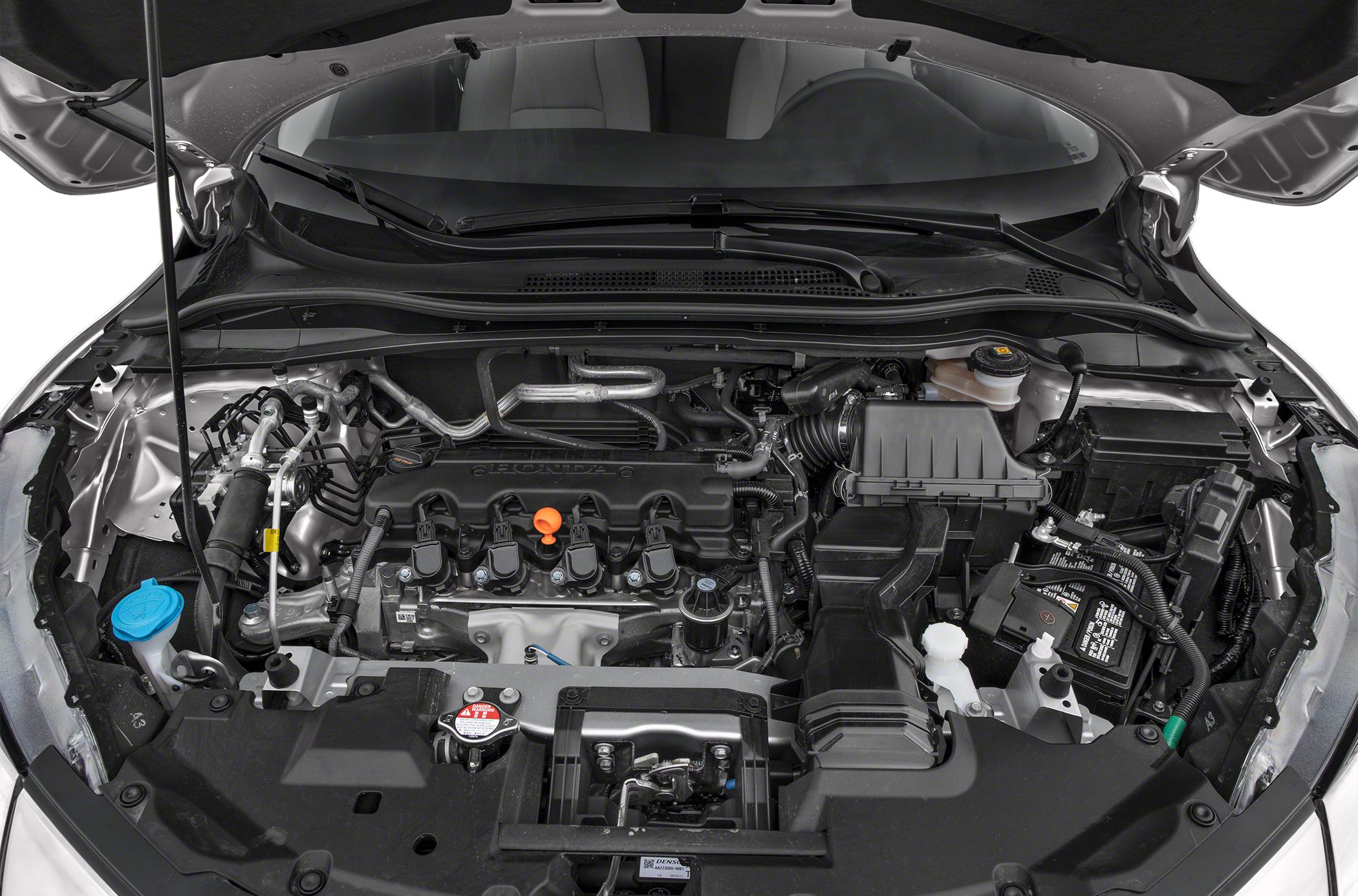 Engine bay with visible components and layout in a compact SUV.