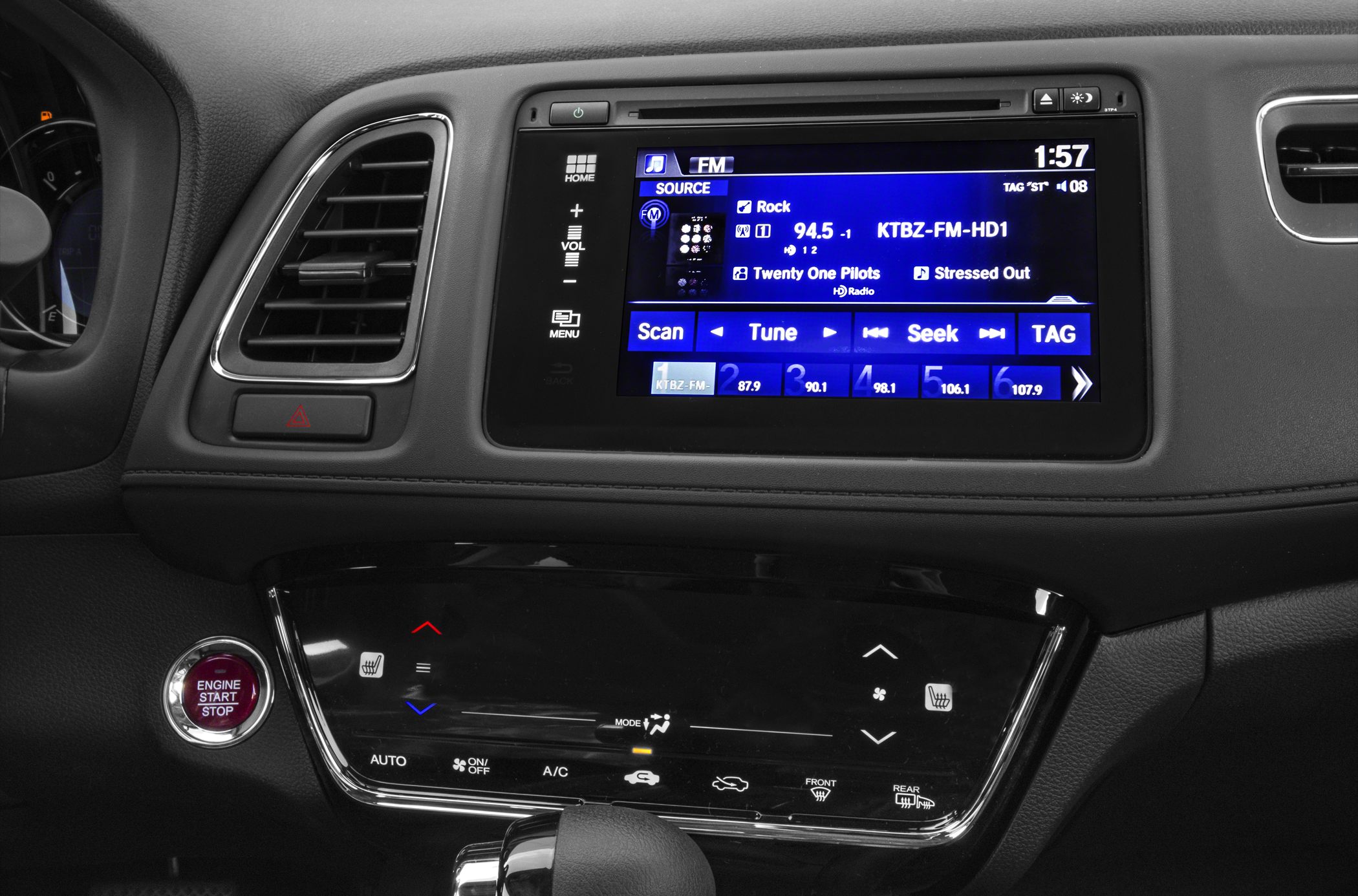 Dashboard with touchscreen infotainment and climate controls